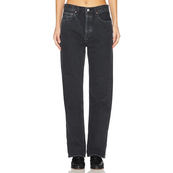 Agolde Fran Straight Jeans in Black Tea Size 26 Button Fly - Picture 1 of 9